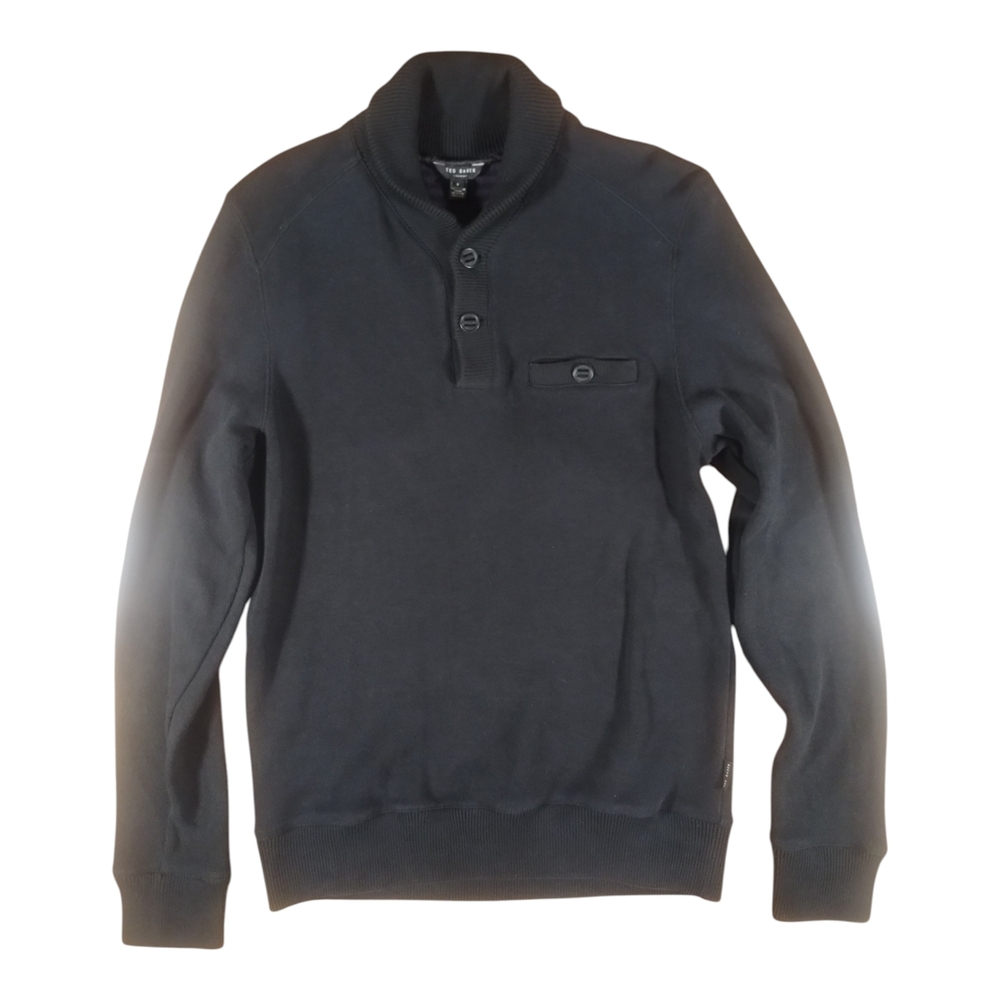 Ted Baker Men's Black Shawl Collar Pullover Casual Sweater Size 4 Large